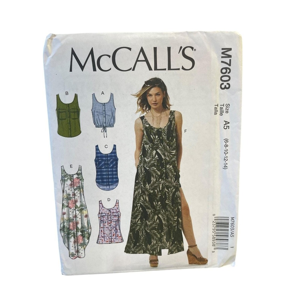McCALL'S M7603‎ Misses Tops & Dress Size 6-14 Modern Style